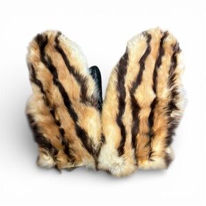Vintage Fur & Leather Mittens - Large